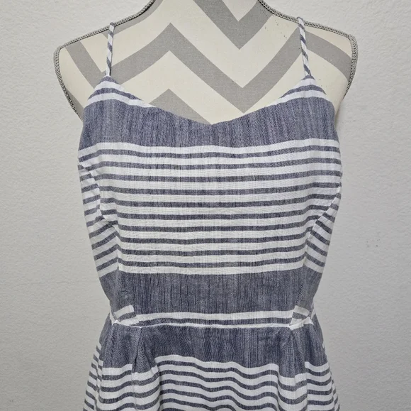 Old Navy Blue and White Stripe Dress with Smocked Back 100% Cotton Size Large - Picture 3 of 13